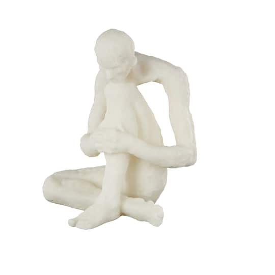 14.25" White Thinking Human Polystone Decorative Sculpture